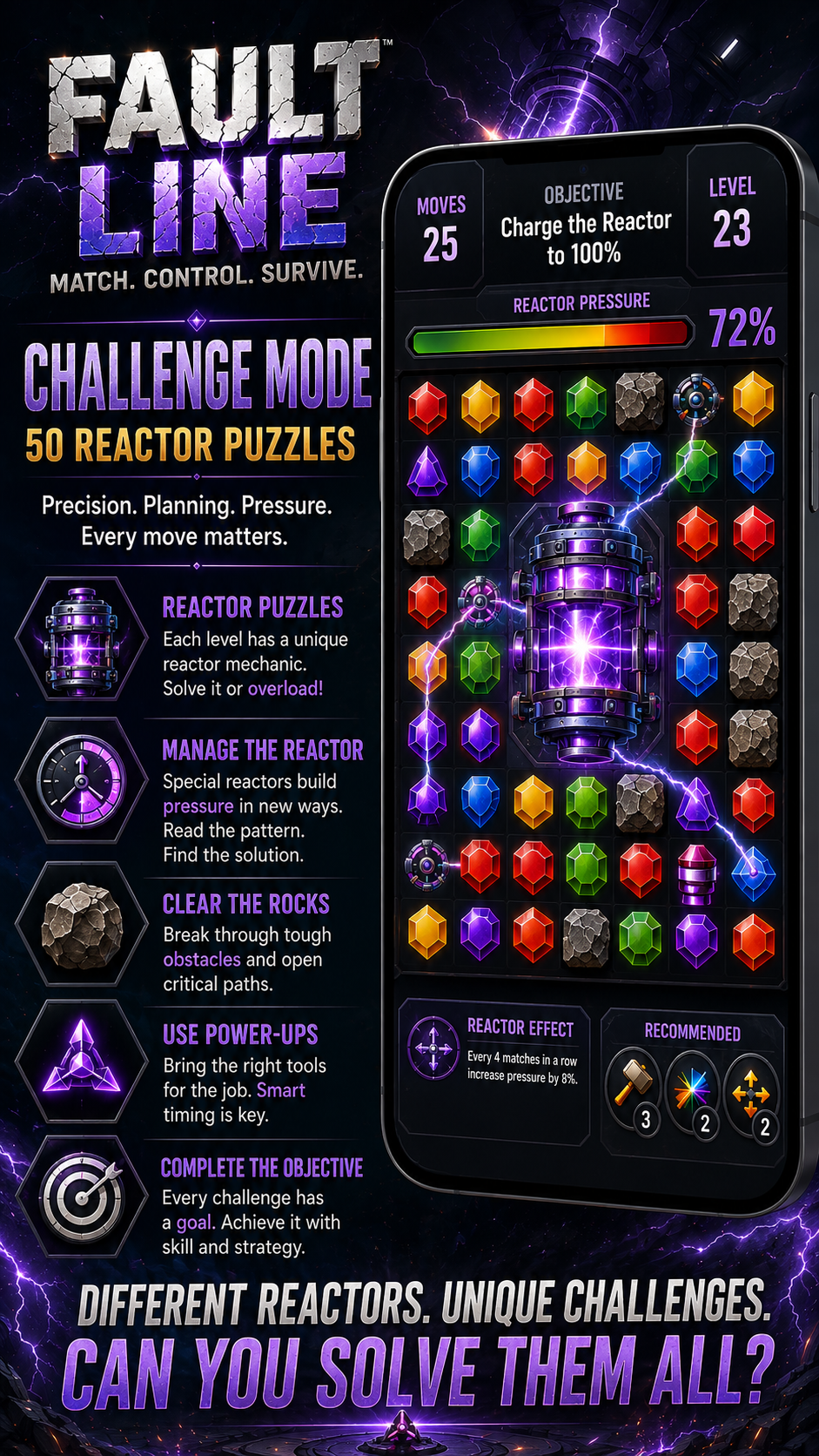 Fault Line Challenge Mode - 50 reactor puzzles